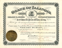 State of Illinois Certificate signed by Charles S. Deneen, Governor of Illinois